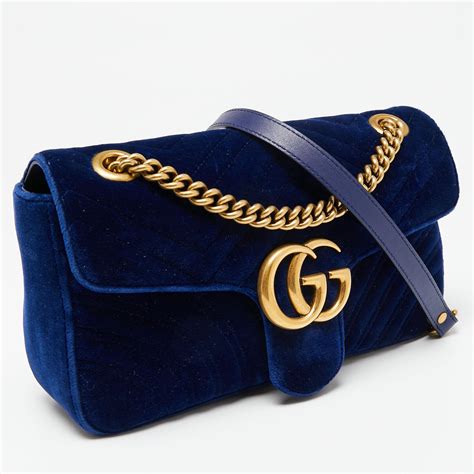 gucci royal blue velvet bag|More.